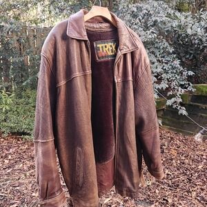 TREK New York Mens Vintage Leather Jacket in Brown XL
